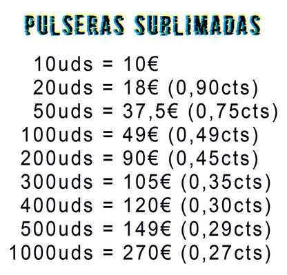 PACK PULSERAS SUBLIMADAS